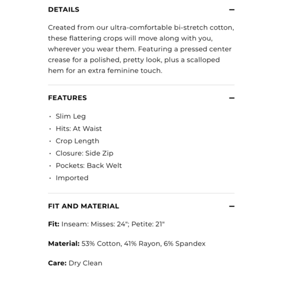 Women's Talbots Chatham Crop Pants Size 10 Lavender Scalloped Hem - Picture 7 of 7